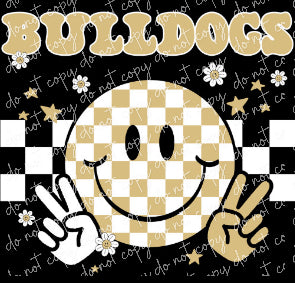 Bulldogs Gold retro white checkered Digital Design