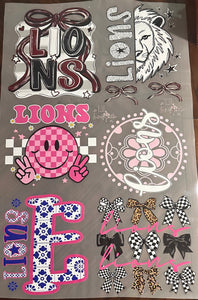 Lions mix 2 Premade Gang 22x36 sheet DTF adult 11' (limited quantities)