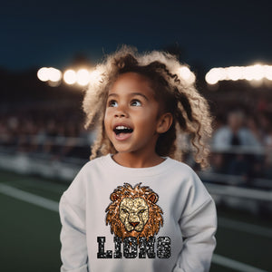 Lions black letter sequence mascot DTF TRANSFER