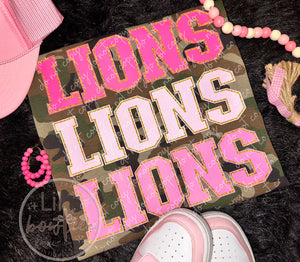 Pink Varsity Lions Camo Tee