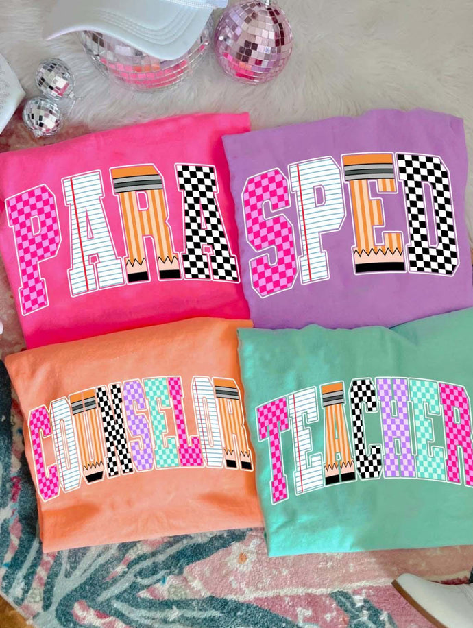 School Theme supply font Occupation Bella Canvas Tee