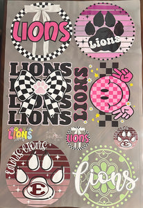 Lions mix 1 Premade Gang 22x36 sheet DTF adult 11" (limited quantities)