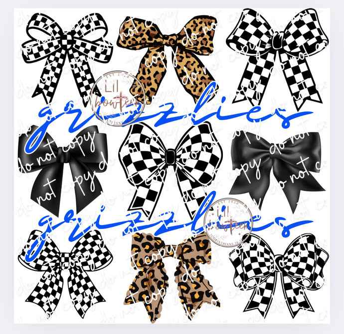 Bows & Grizzlies blue Digital Design