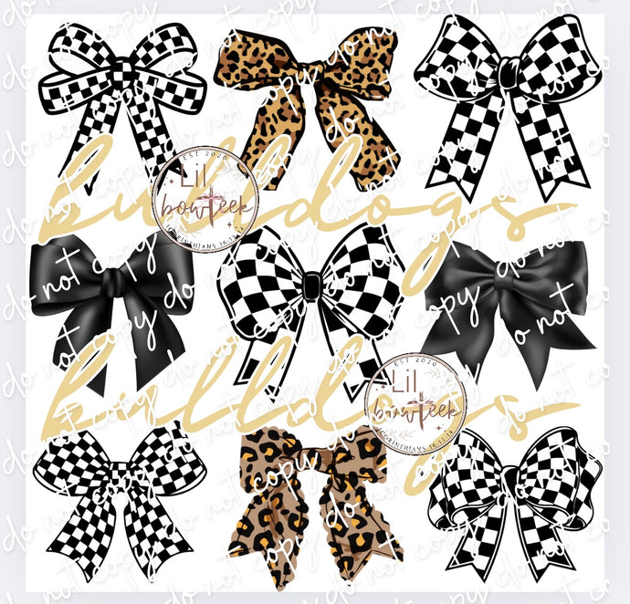 Bows & Bulldogs gold DTF TRANSFER