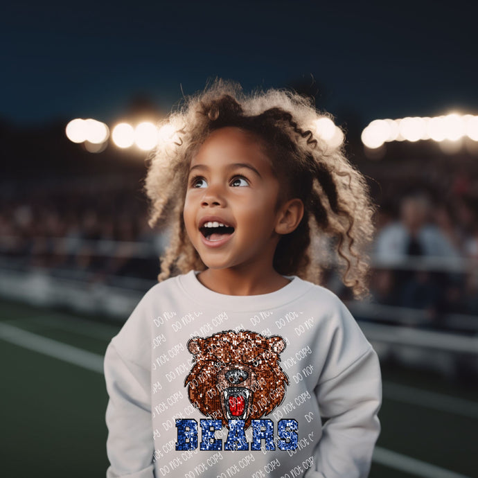 Bears blue letter sequence mascot DTF TRANSFER