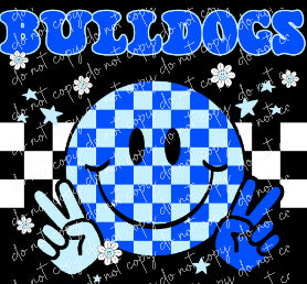 Bulldogs Blue retro white checkered Digital Design