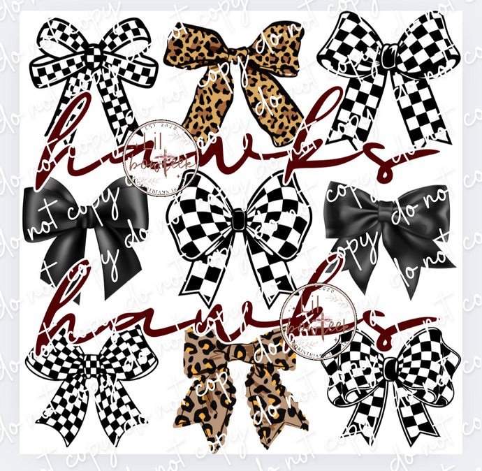 Bows & Hawks maroon Digital Design