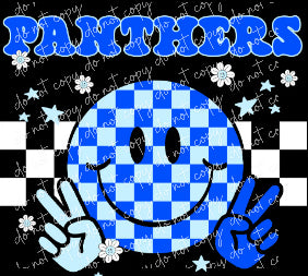 Panthers blue retro white checkered Digital Design