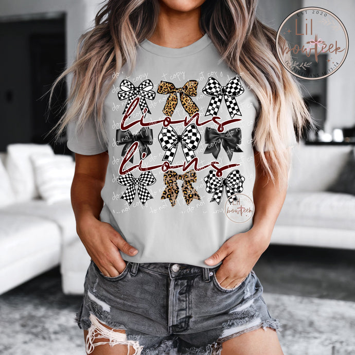 Bows & Lions (burgandy) stars Weekly Sale Tee