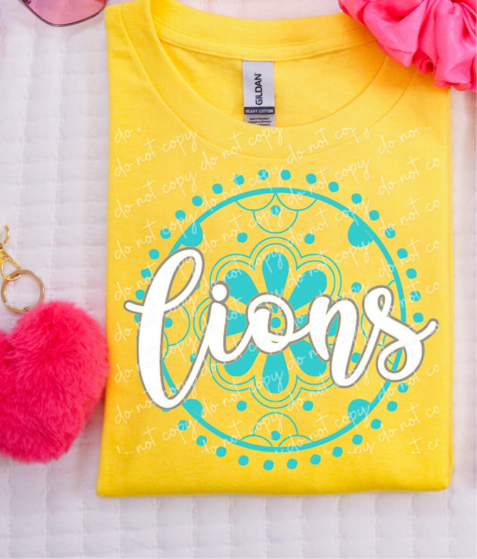 Teal Lions Talavera circle Weekly Sale Tee