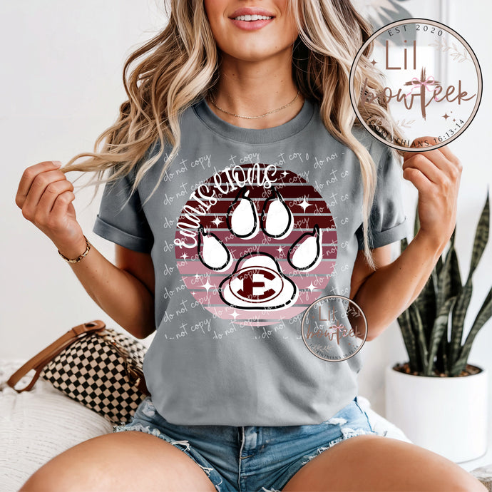Ennis Lions Paw Maroon Sunset Spirit Tee