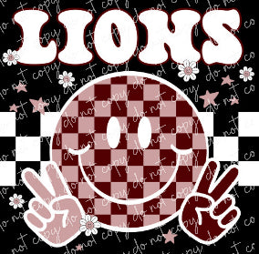 Lions maroon retro white checkered Digital Design
