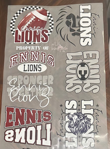Lions mix 3 Premade Gang 22x36 sheet DTF (limited quantities)