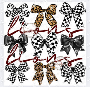 Bows & Lions burgandy Digital Design