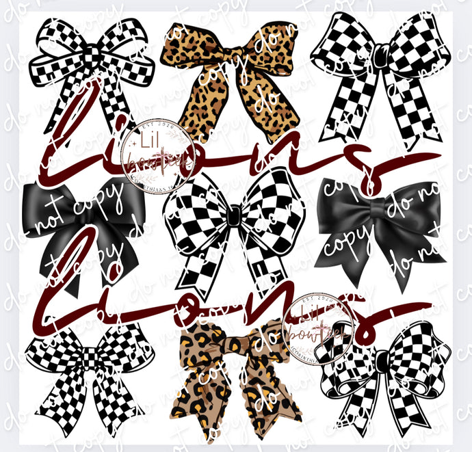 Bows & Lions burgandy Digital Design