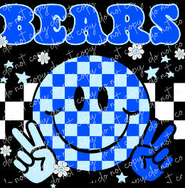 Bears Blue retro white Digital Design