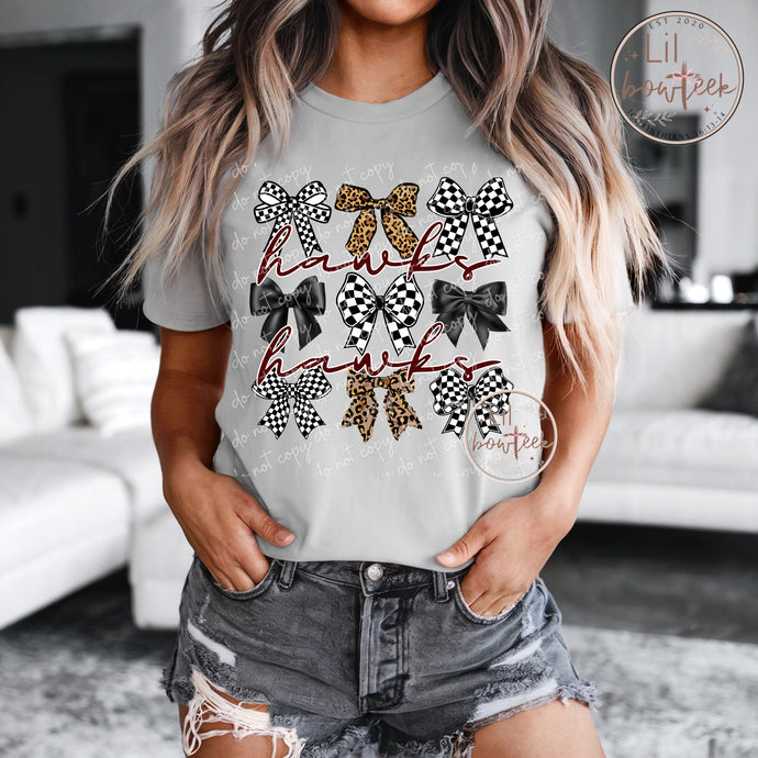 Bows & Hawks (burgandy) Weekly Sale Tee