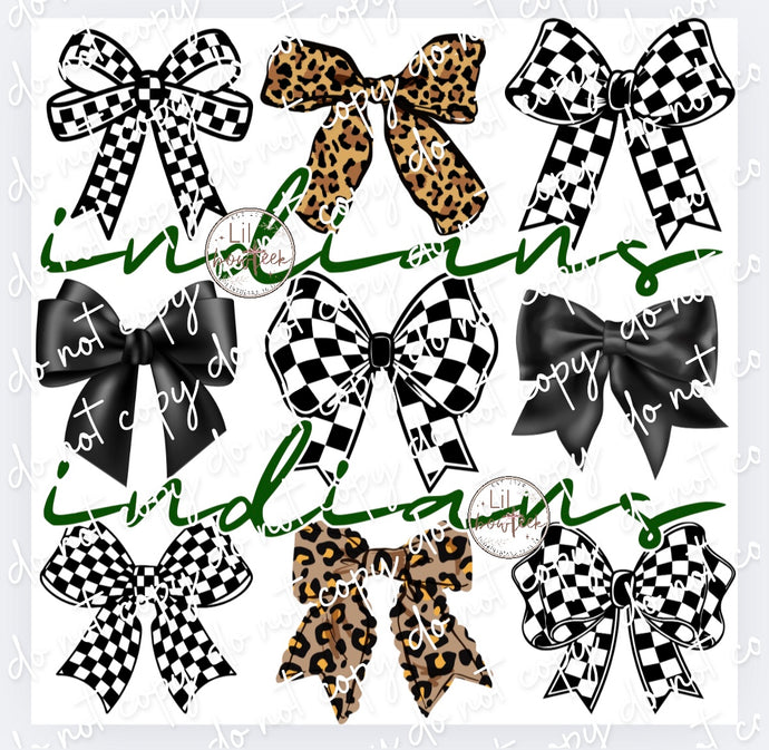 Bows & Indians green DTF TRANSFER