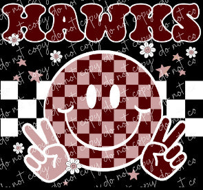 Hawks maroon retro white checkered Digital Design