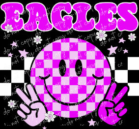Retro (happy) Eagles Purple white checkered Digital Design