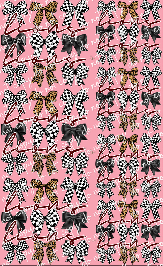 Bows & Lions maroon Premade Gang 22x36 sheet DTF (limited quantities)