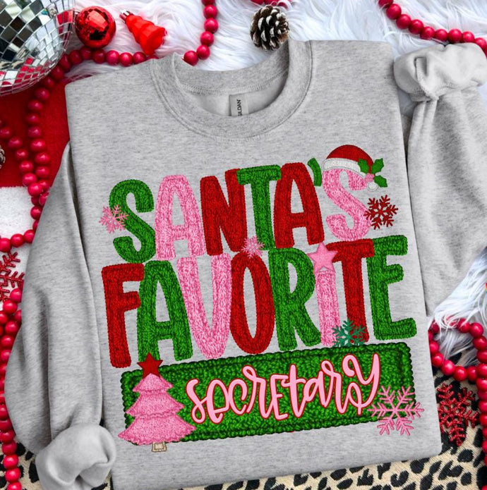 Santa’s favorite Teacher Pink/green/red TShirt/Sweatshirt