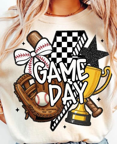 Game day baseball trophy DTF TRANSFER