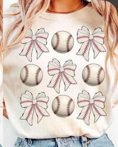 Baseballs & bows DTF TRANSFER