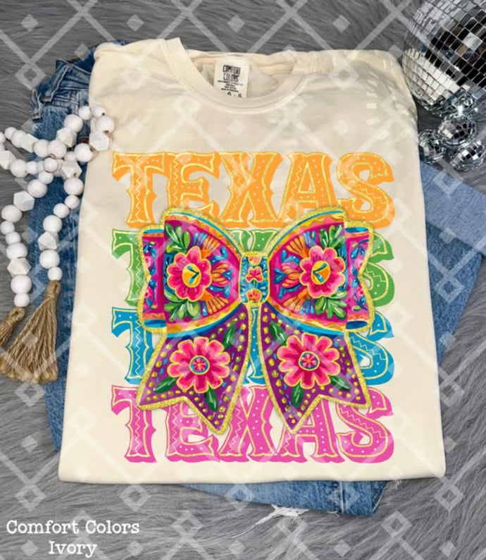 Texas Bow embroidery faux Tee