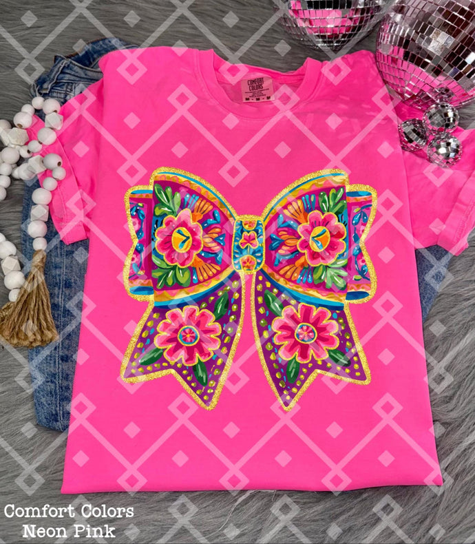 Fiesta Bow embroidery faux Tee