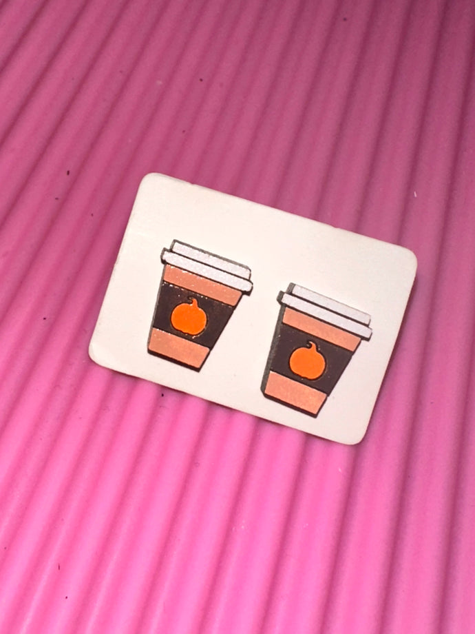Pumpkin Coffee cup Earrings