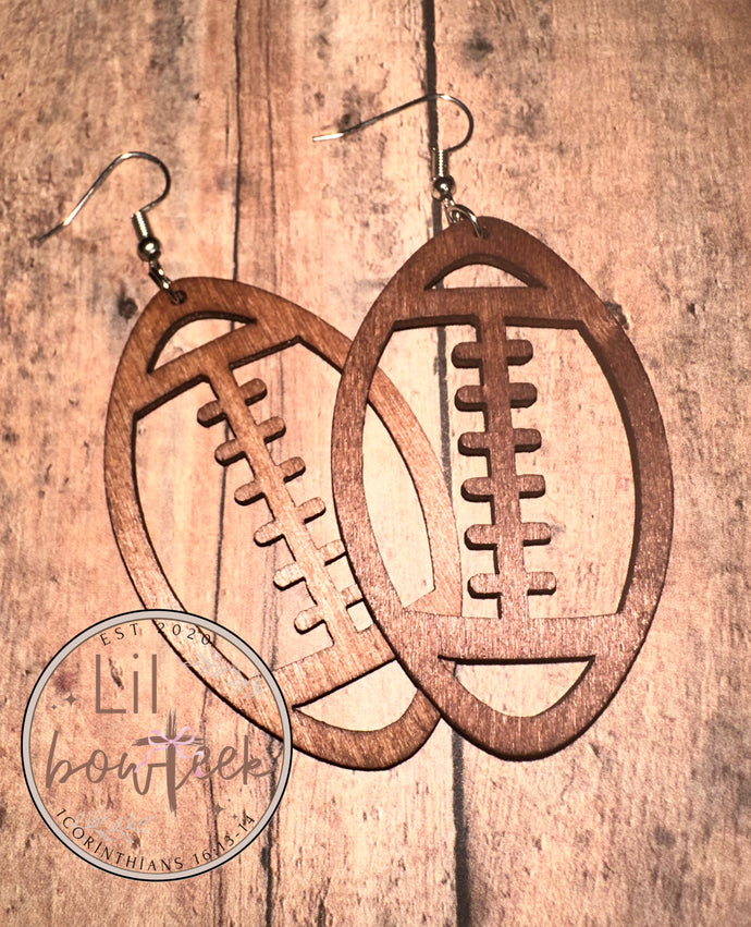 Football Wooden dangle Earrings