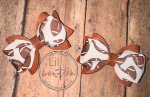 Football pigtail Hairbows (set)