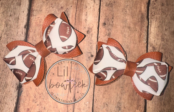 Football pigtail Hairbows (set)