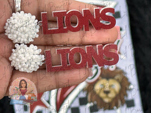 Lions Acrylic Earrings (Maroon)