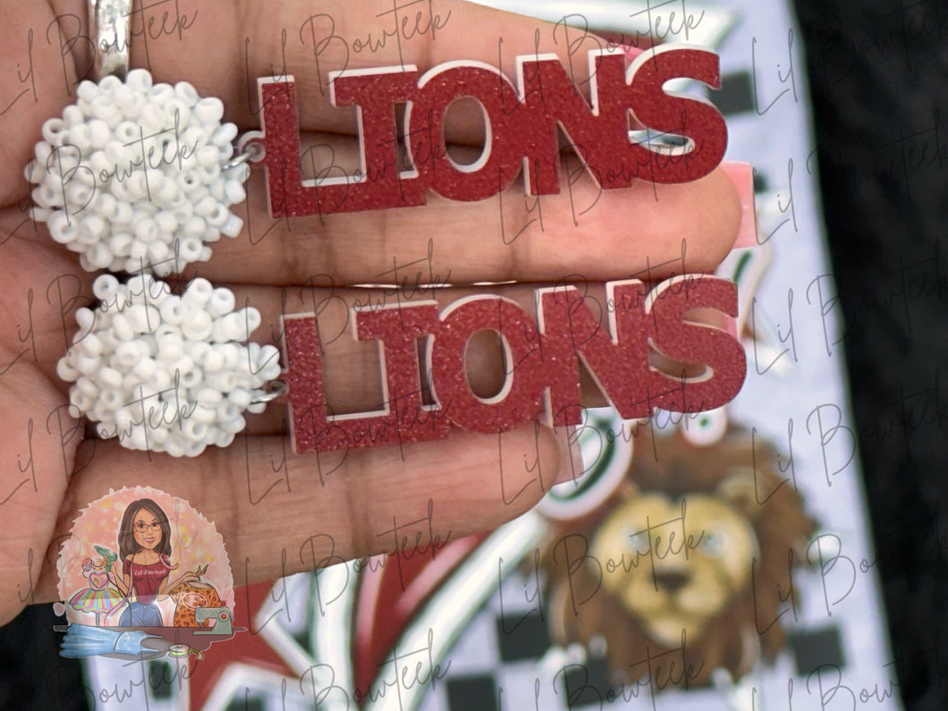 Lions Acrylic Earrings (Maroon)