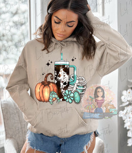 Fall Cowhide Cup with Turquoise