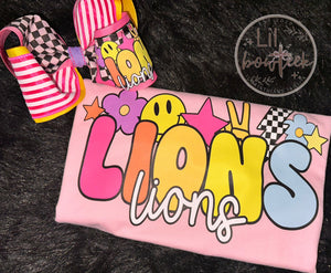Colorful groovy Lions retro Tee