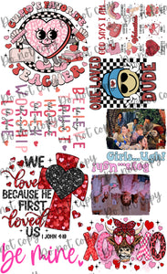 Valentine 1 English Premade Gang 22x36 sheet DTF (limited quantities)