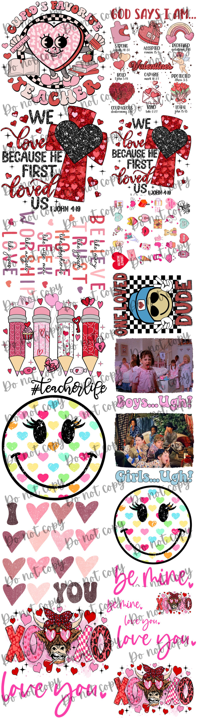 Valentine 1 Premade Gang 22x80 sheet DTF (limited quantities)