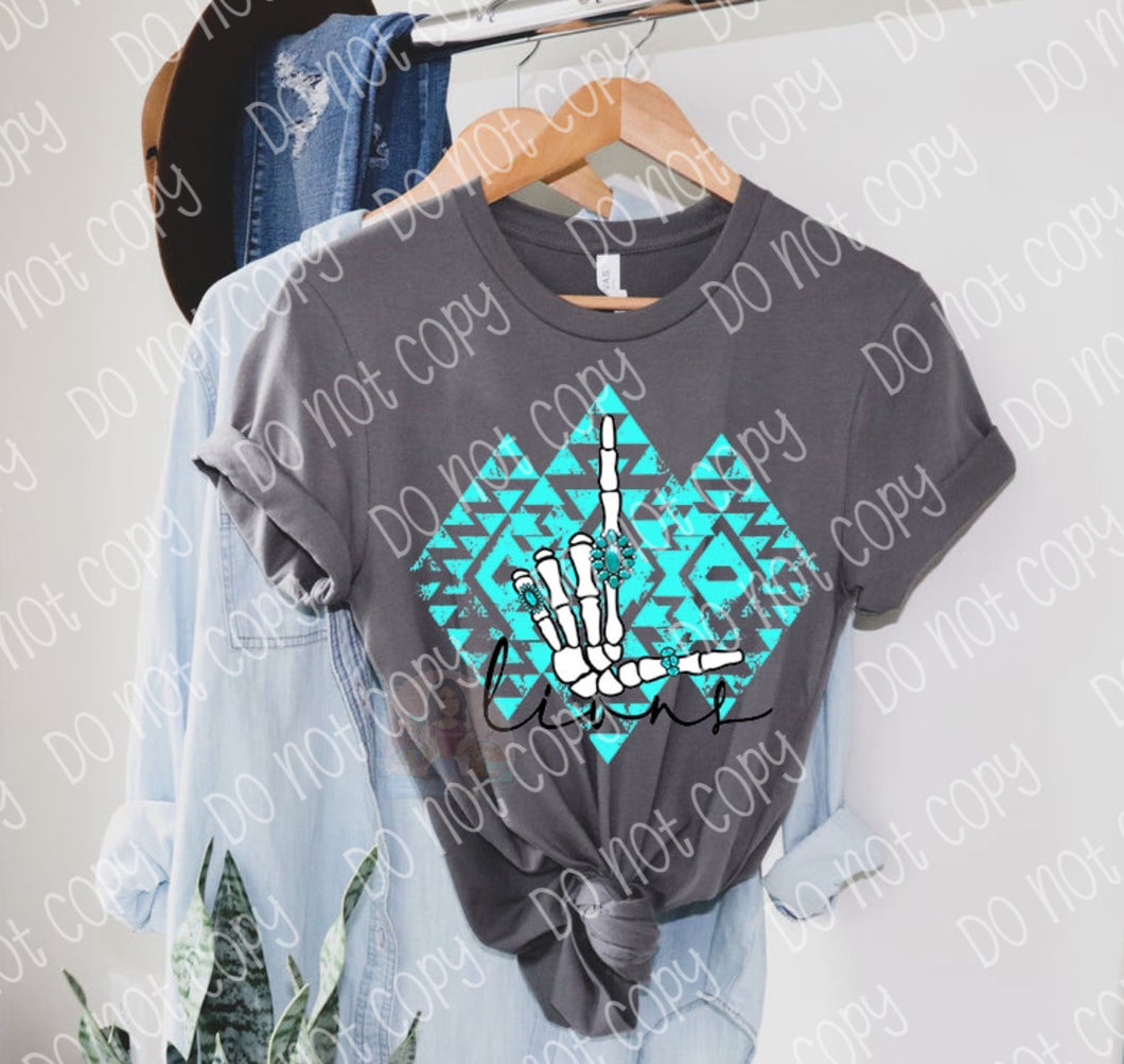 Western Skeleton L hand Lions (turquoise) DTF TRANSFER