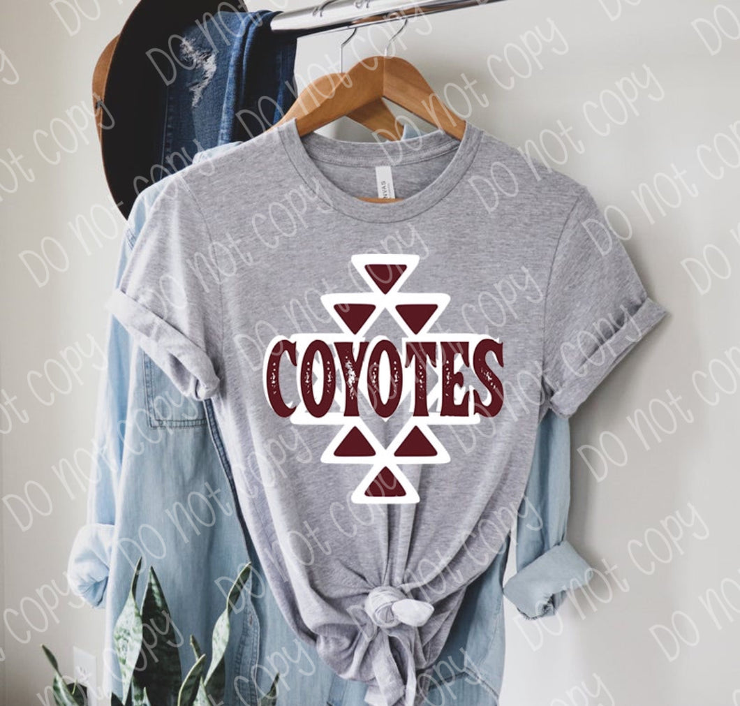 Aztec Coyotes maroon DTF TRANSFER