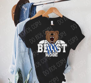 Beast mode Bears Royal blue DTF TRANSFER