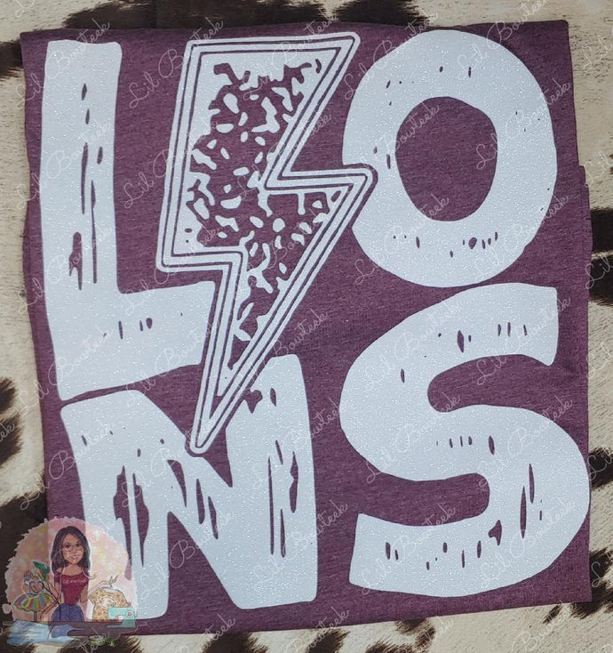 Lions Bolt White Letters Spirit Tee