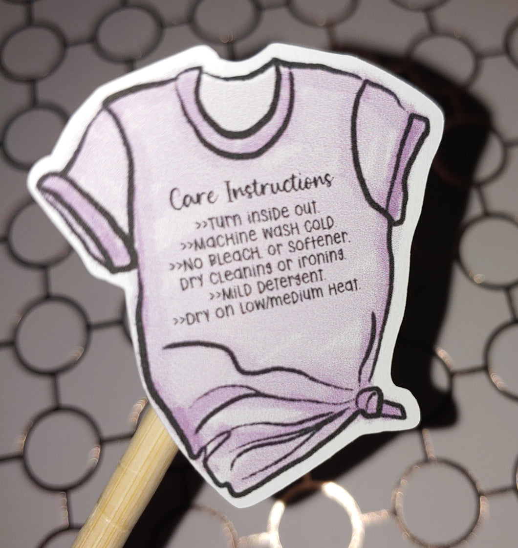 Tshirt Care Instruction Purple Watercolor Stickers