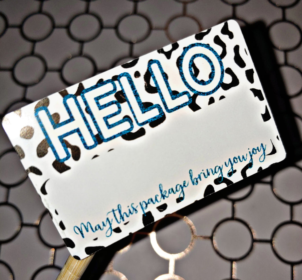 HELLO writeable Cow Print Stickers