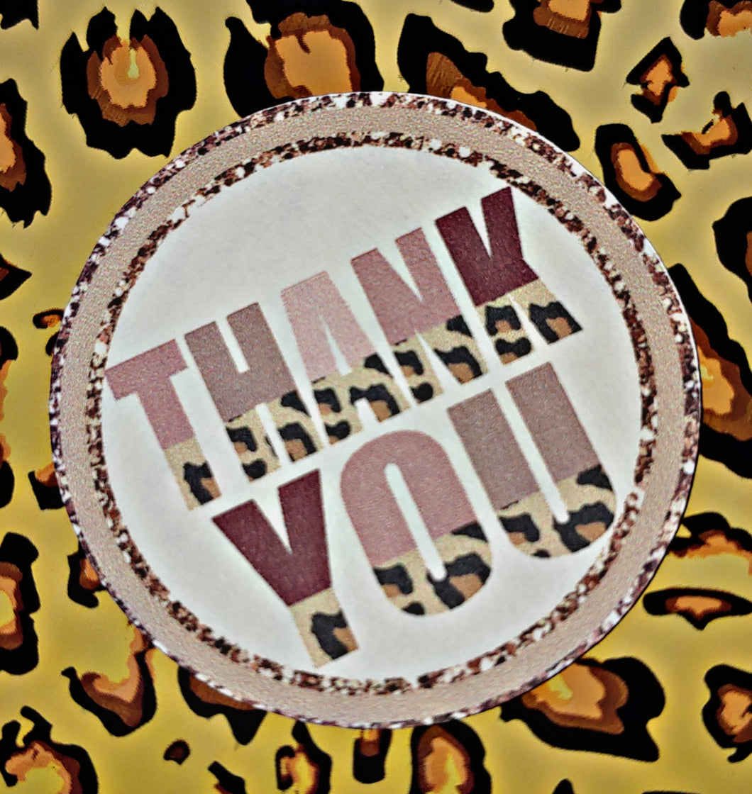 Thank you Mauve Leopard Stickers