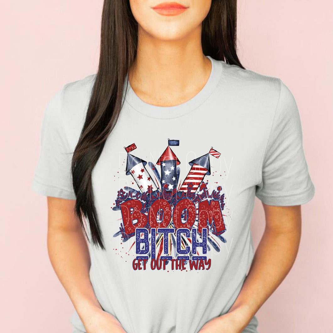 Boom B* get out of the way Full Color High Heat Screen Print Transfer 360F/375F