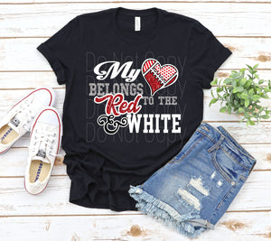 My heart belongs to Red and White WT (WHITE TONER) Transfer