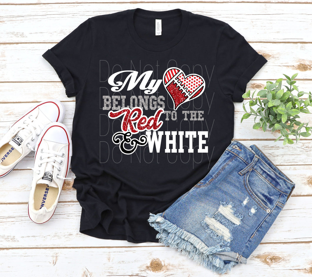 My heart belongs to Red and White WT (WHITE TONER) Transfer